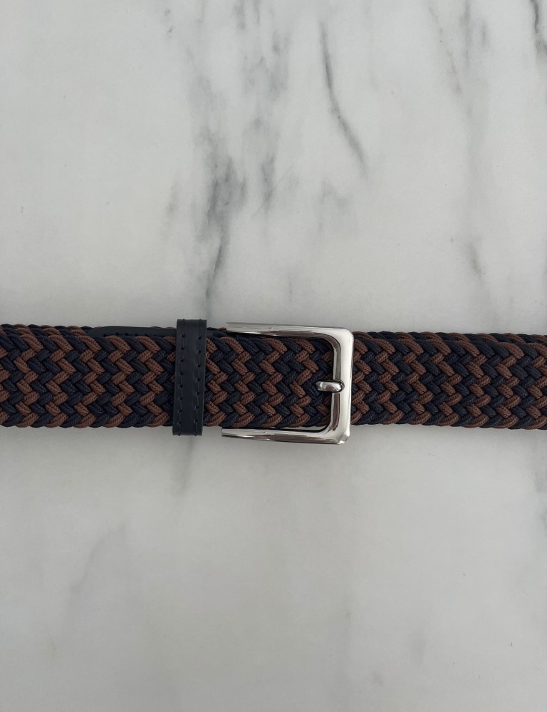 Ανδρική καφέ μπλε ελαστική πλεκτή ζώνη 250422K φωτογραφία